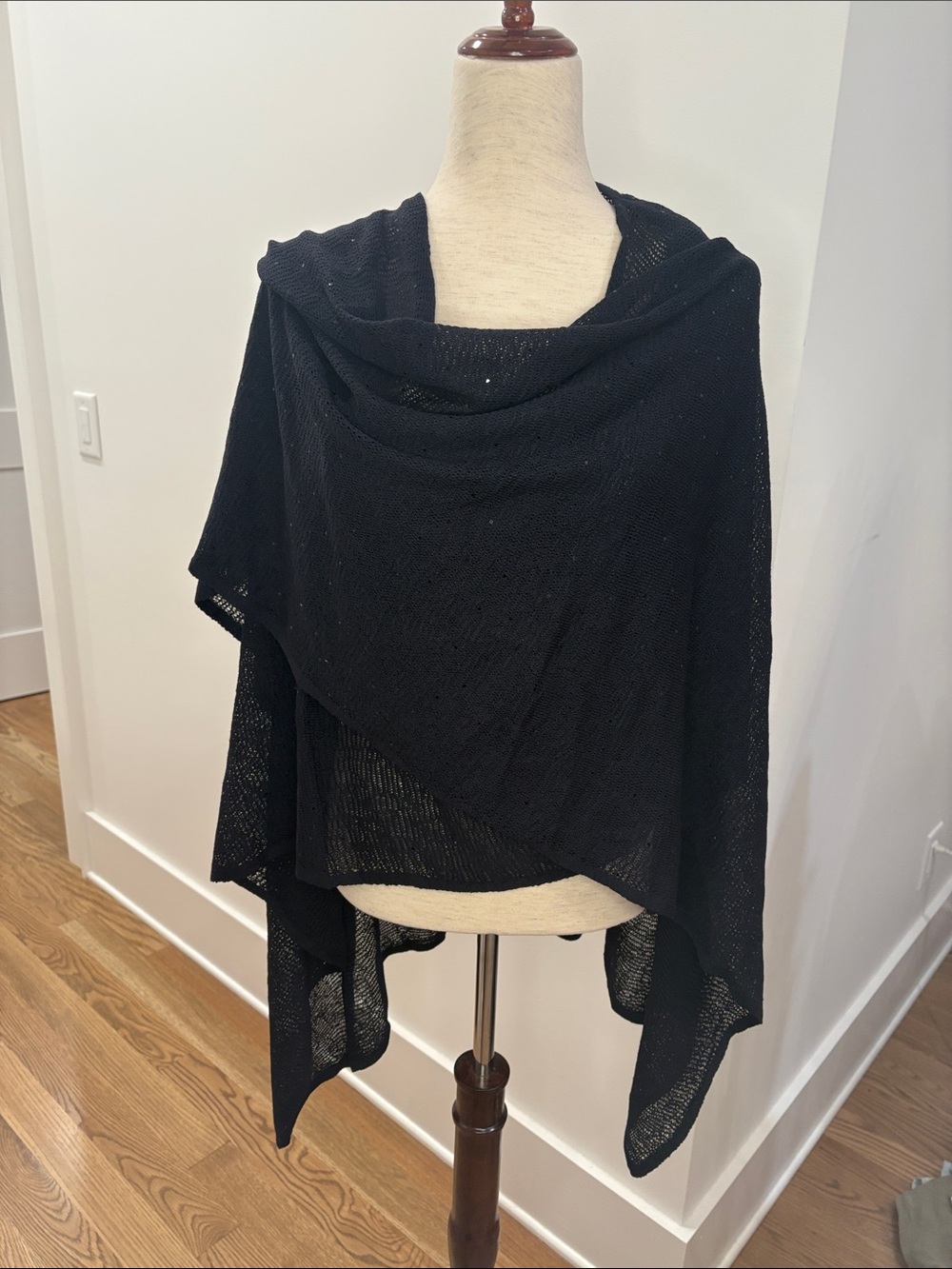 St. John Evening Black Open-Knit Wrap